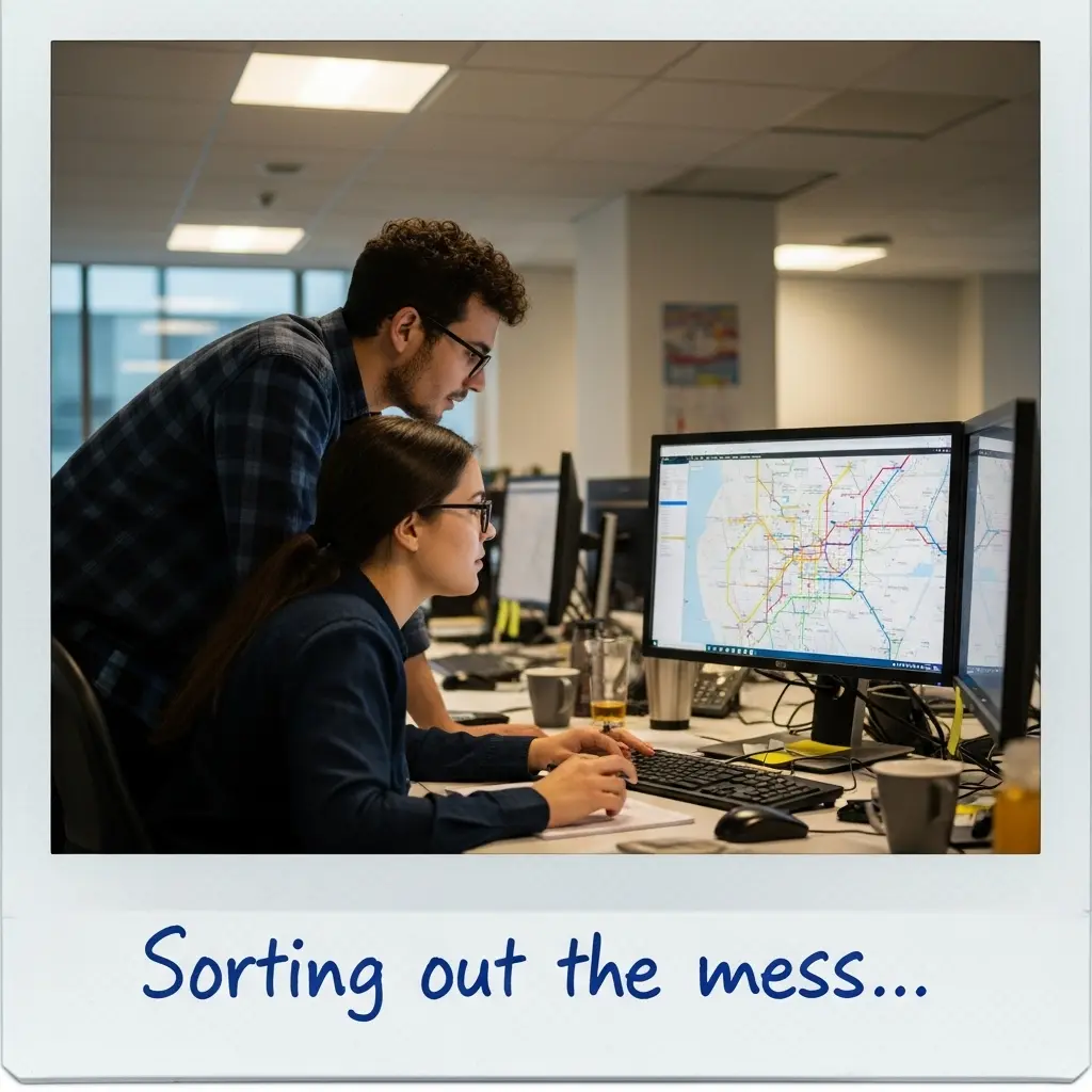 GTFS data analysis showing route overlap mapping and passenger load analysis for competing transit lines