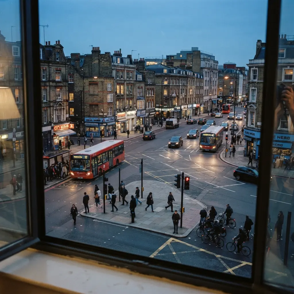 Rush-hour intersection with buses, cyclists and pedestrians — why the shortest route is not always the most reliable