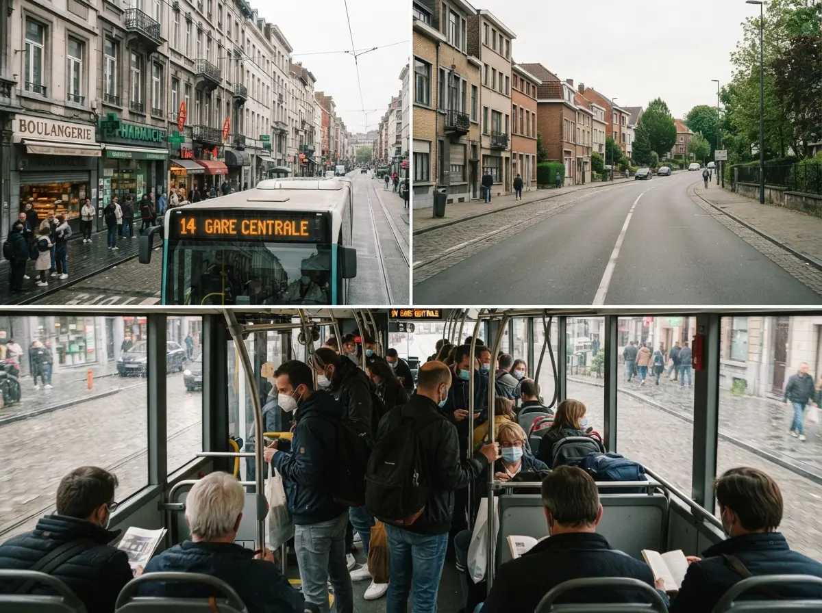City bus traversing an urban corridor — contrasting high-demand and low-demand sections of the same route