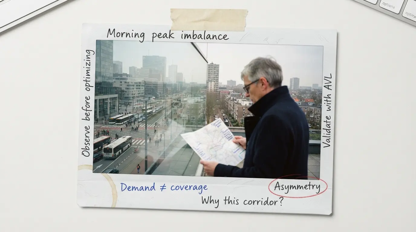 Transit planner observing city operations — questioning whether equal service everywhere is optimal